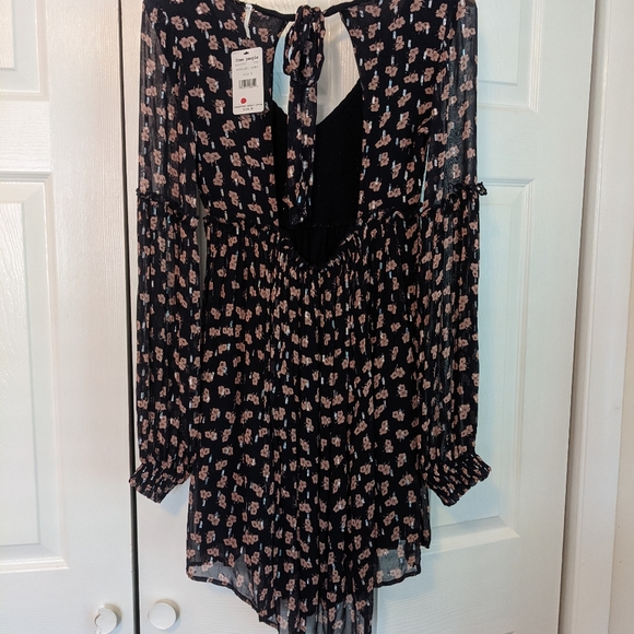 Free People Maria Smocked Floral Mini Dress in Midnight Combo - Picture 5 of 6